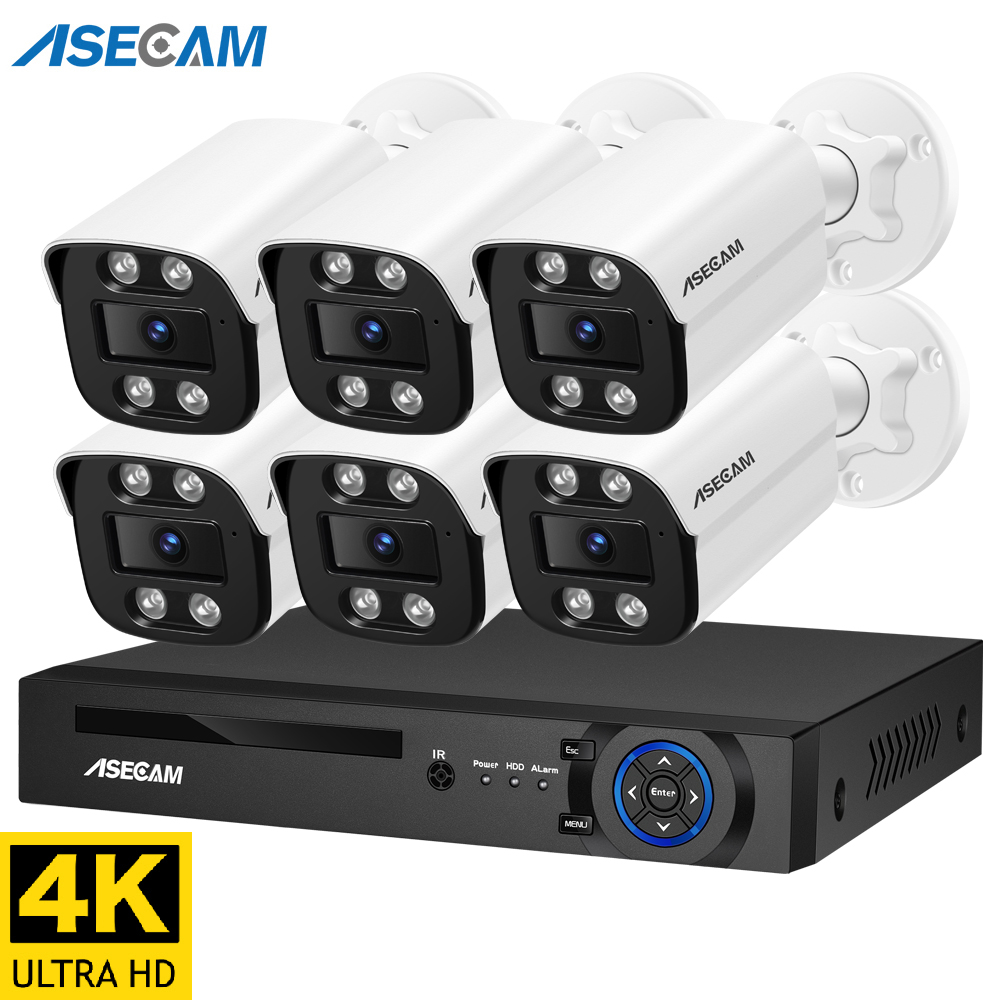 Neue 8MP Sicherheit Kamera System Kit 4K Audio Mikrofon H.265 POE NVR AI Farbe Nacht Hause Überwachung Kamera im freien Xmeye Set