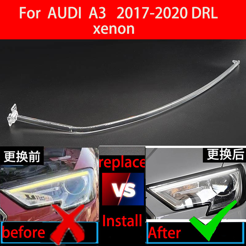 Dla Audi A3 2017-2020 Xenon DRL Reflektor Prowadnica Światła do jazdy dziennej Rura Samochodowe światło do jazdy dziennej Pasek