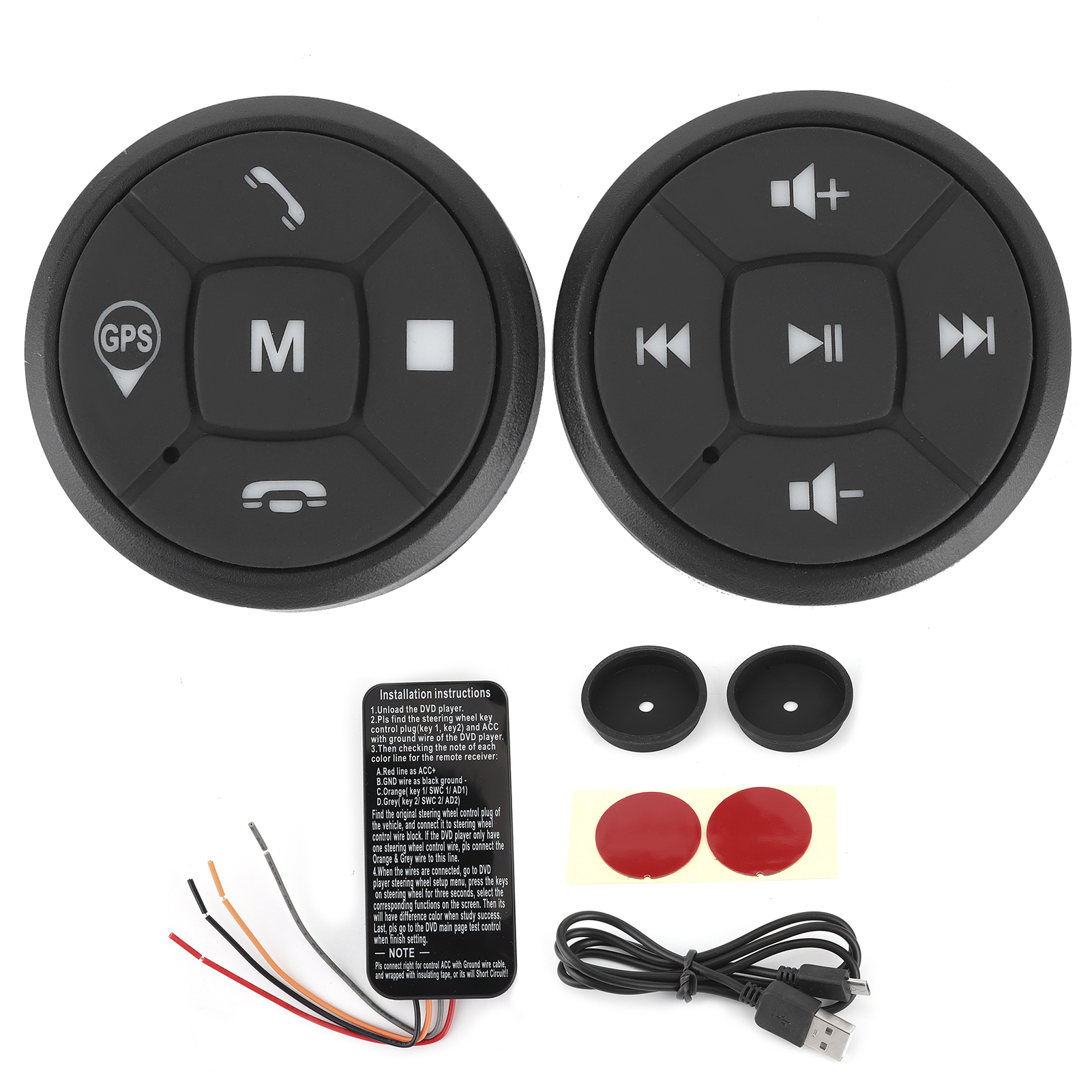 2 шт., беспроводная кнопка управления рулевым колесом автомобиля, громкость, 10 клавиш, музыка, GPS-навигация, радио, пульт дистанционного управления, кнопки на колесах