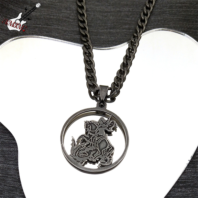 Ожерелье с подвеской Archangel St.Michael Protect Me для женщин и мужчин из нержавеющей стали черного цвета, полая религиозная цепочка, ювелирные изделия N914