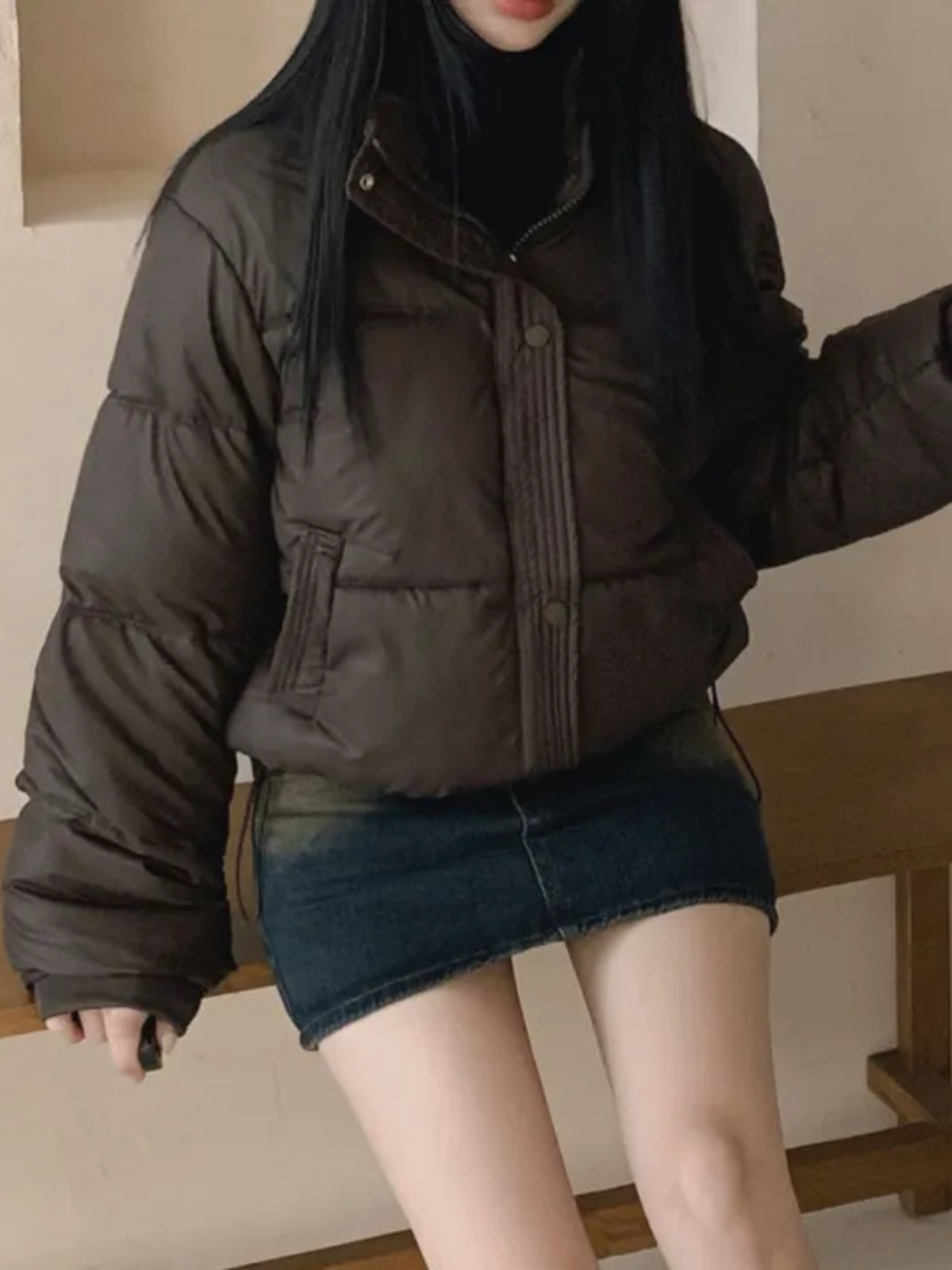 韓国スタイルショート Pu レザージャケット女性の冬スタンドカラーパンヴィンテージ小型暖かい長袖コットントップ
