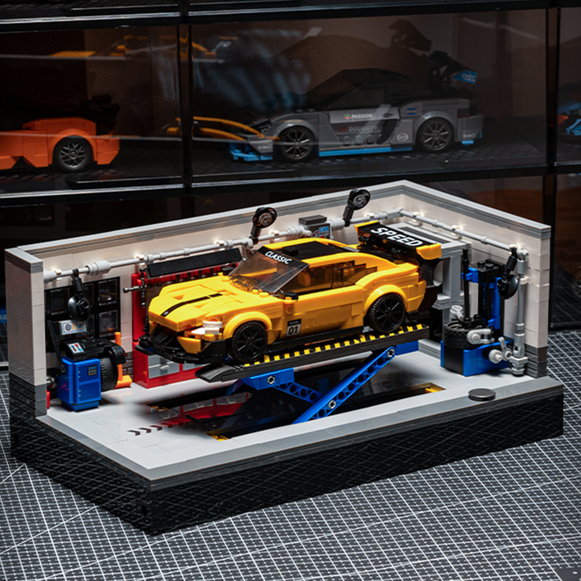 763pcs Stad Moderne garage Bouwstenen JD101 Snelheid Voertuig Auto Reparatiewerkplaats met Lifting Platform Bricks Speelgoed Volwassen Kinderen geschenken