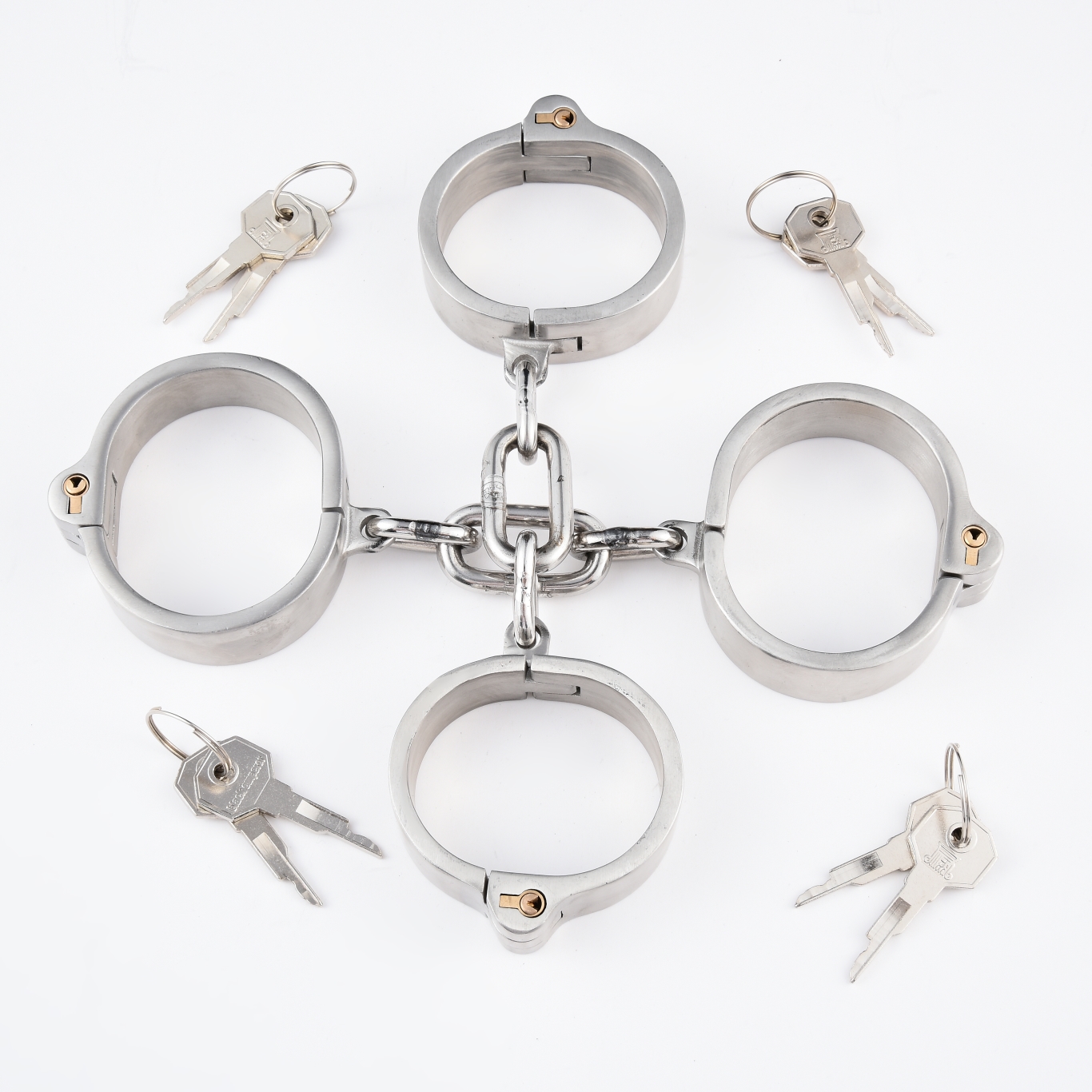 Manette ovali in acciaio inossidabile polsini alla caviglia da polso Bondage Lock Slave Wear BDSM Restraint Harness Sex Toys catena staccabile