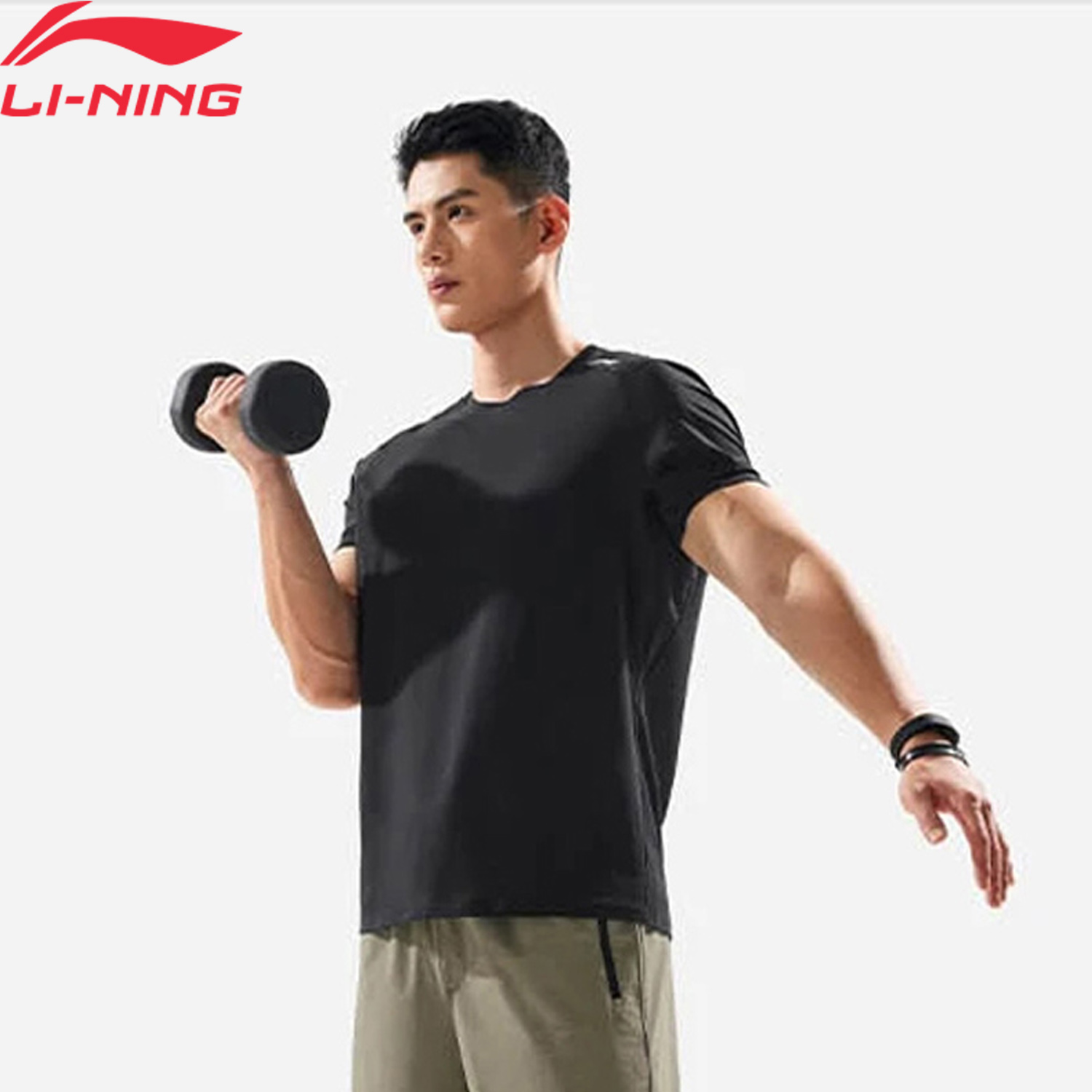 Мужская тренировочная футболка Li-Ning LN BACTERIA PROOF Reguler Fit 86% полиэстер 14% эластиновая удобная толстовка с подкладкой ATSV395