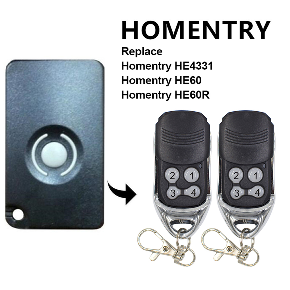 1/2pcs HOMENTRY HE4331 HE60 HE60R Garage Remote Control 433MHz Transmitter Gate Keyfob