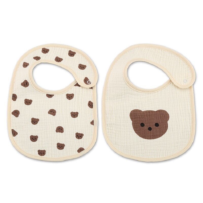 Babadores impermeáveis do bebê recém-nascido, gaze de algodão em forma de U, bebês, panos de arto, toalha saliva para meninos e meninas, 2pcs