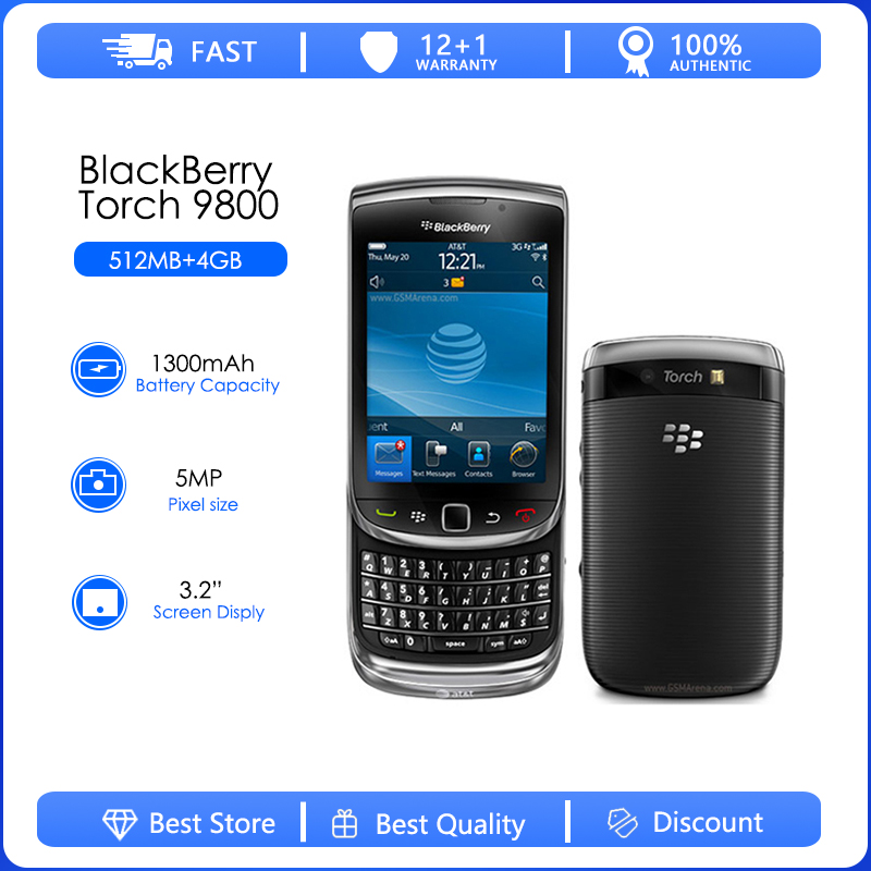 BlackBerry Torch 9800 Refurbished-Mở Khóa 3G, QWERTY Và Cảm Ứng 3.2Inch, WiFi,GPS 5.0MP Tân Trang Chuyền