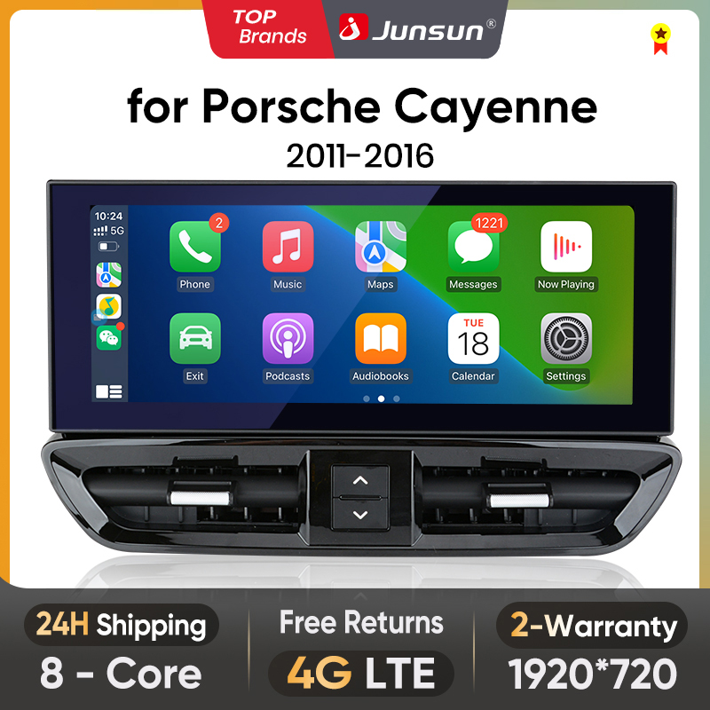 Junsun 12,3-calowe bezprzewodowe radio samochodowe CarPlay Andorid Auto dla Porsche Cayenne 2010 2011 2012 2013-2017 Inteligentne systemy samochodowe