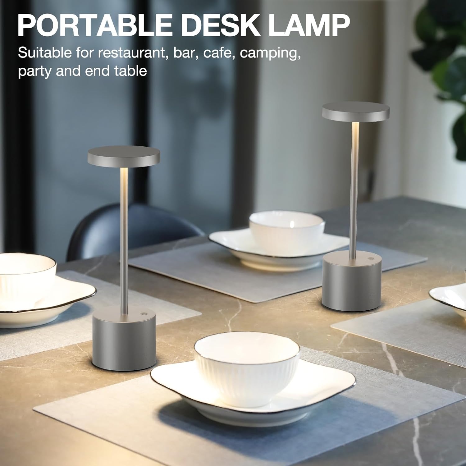 Draadloze LED-tafellamp Aanraaksensor Oplaadbaar Desktop-nachtlampje Draadloze leeslamp voor slaapkamer Hotelbar Tafellamp