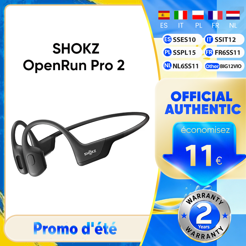 Oryginalne słuchawki sportowe SHOKZ OpenRun Pro 2 S820 z przewodnictwem kostnym, bezprzewodowe, Bluetooth 5.3, wodoodporne IP55, 12 godzin pracy na baterii.