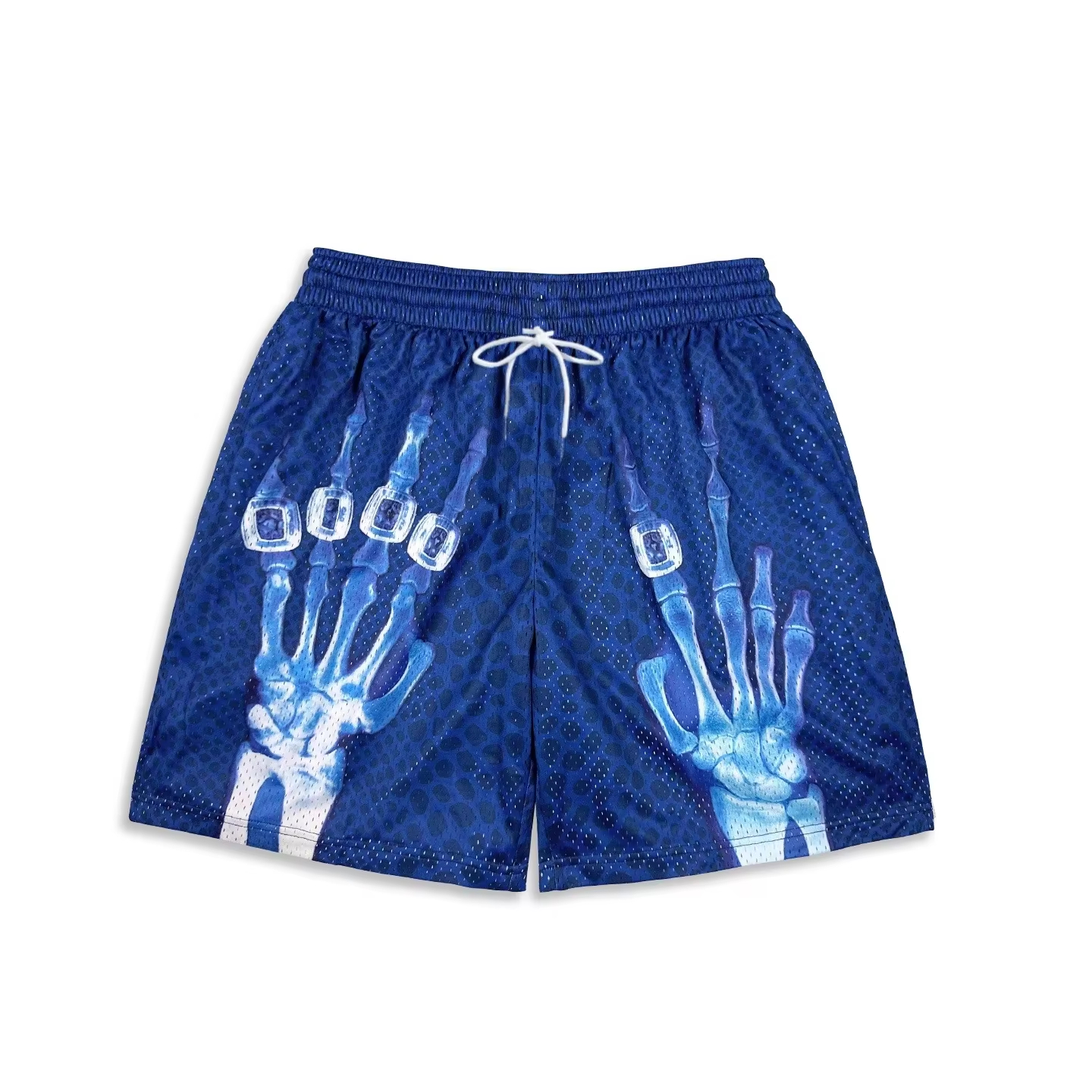 Novos Shorts de Basquete Estilo Street, Calças Esportivas com Estampa de Mão de Esqueleto, Secagem Rápida e Respiráveis