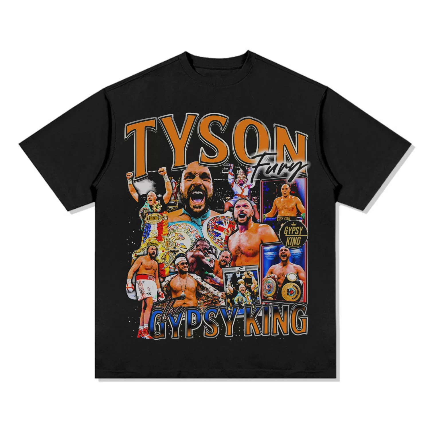 Tyson Fury The Gypsy King Camiseta de algodão com gráfico de boxe de grandes dimensões Pesado King Homens Mulheres Esportes Moda Top