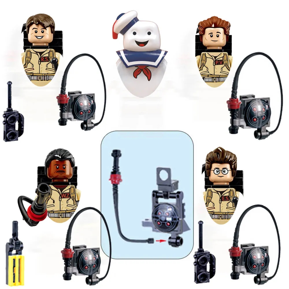 Ghostbuster ภาพยนตร์มินิตุ๊กตารูป Ghost Buster Dr. Raymond Stantz Stay Puft Marshmallow Man Building Block อิฐของเล่นสําหรับเด็ก