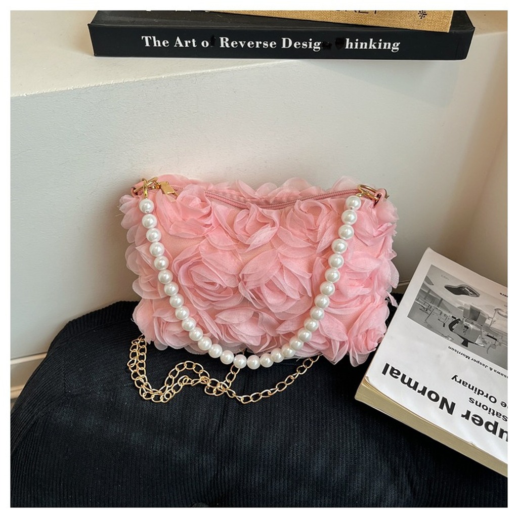 Tas met parelhandvat Elegante crossbodytas Dameshandtas Lichtgewicht mesh-handtas voor dagelijkse uitjes Vrijetijdskleding Avondevenementen