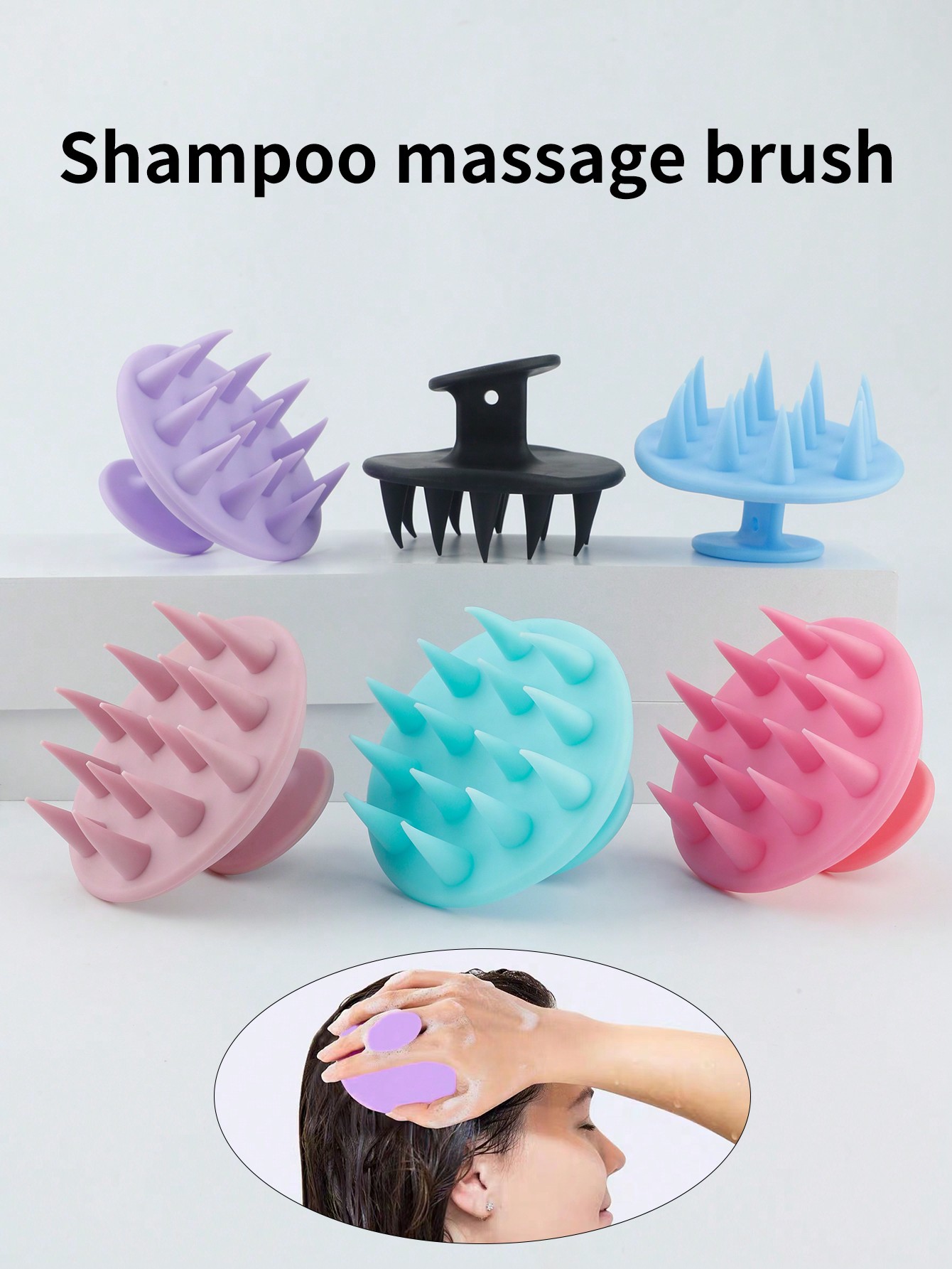 1pc Silicone Shampoo Brush Body Massage Brush Bath Shower Brush Salon Hairdressing Tool Scalp Massage Comb Hair Washing Comb