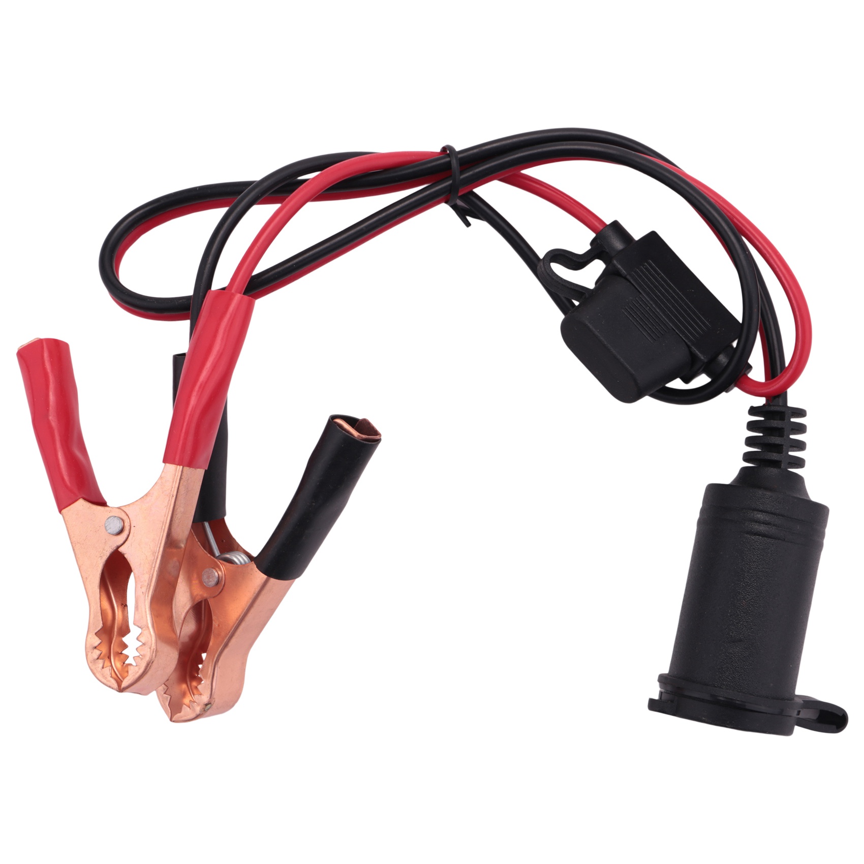 BABQ 2FT 12V 24V gniazdo do zapalniczki samochodowej Adapter żeński 15A zaciski krokodylkowe akumulator samochodowy Clip-on przedłużacz
