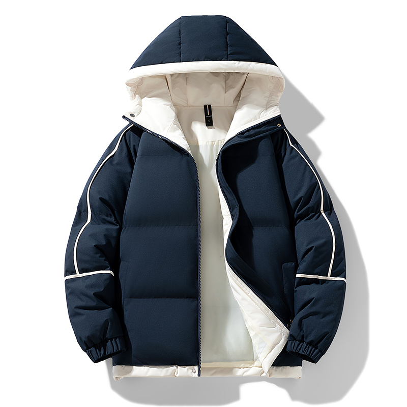 Kurtka puchowa męska gruba ciepła kurtka zimowa męska solidne parki unisex płaszcze z kapturem znosić modę Casual odzież dla par Top