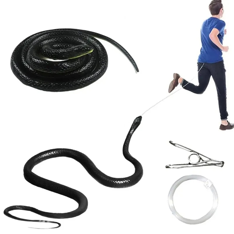 Jouet de farce de serpent avec Clip de ficelle, grand farce de serpent en caoutchouc réaliste drôle avec ficelle et Clip, faux modèle de serpent en caoutchouc à la mode