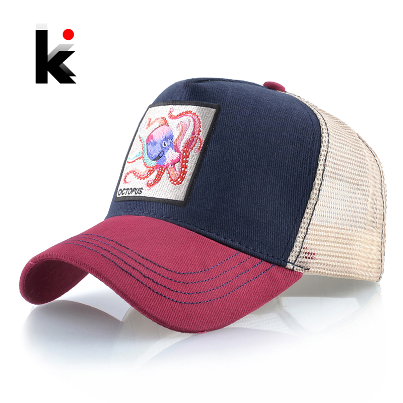 Casquette de Baseball unisexe avec Patch poulpe pour hommes et femmes, chapeaux de camionneur à rabat quatre saisons, casquette de sport décontractée et respirante pour l'extérieur