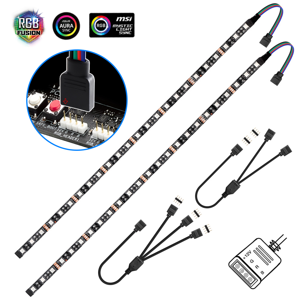 RGB Gaming LED Strip Light 1 to 2/3 Splitter Kit For 12V Aura Sync Motherboard 4pin LED Headers Backlight PC Computer Case Decor