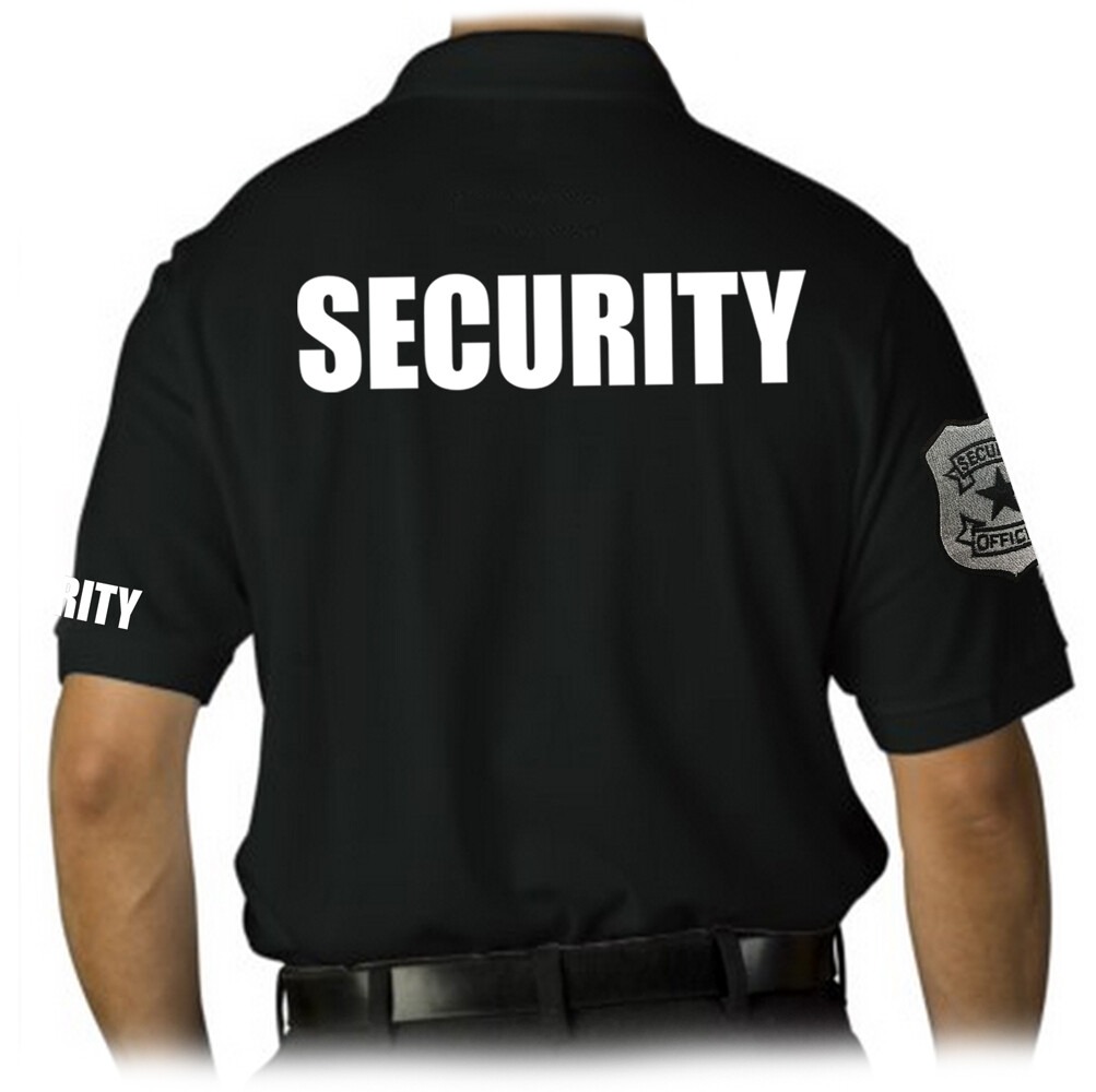 T-Shirt Polo da Uomo con Stampa e Badge di Sicurezza Ricamato, Uniforme da Lavoro, Colletto, Nero, Grafica Vintage Estiva