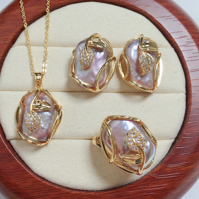 ZHBankruptcy UINI-Ensembles de bijoux en perles baroques pour femmes, grand collier de perles d'eau douce naturelles, boucles d'oreilles plaquées or 18 carats, cadeau, nouveau, 2024