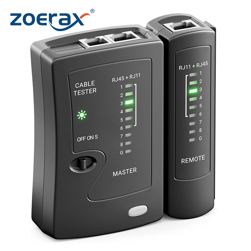 ZoeRax ネットワーク イーサネット ケーブル テスター LAN RJ45 Cat5 Cat5e Cat6 Cat6a Cat7 UTP/シールド ケーブルおよび RJ11 RJ12 用