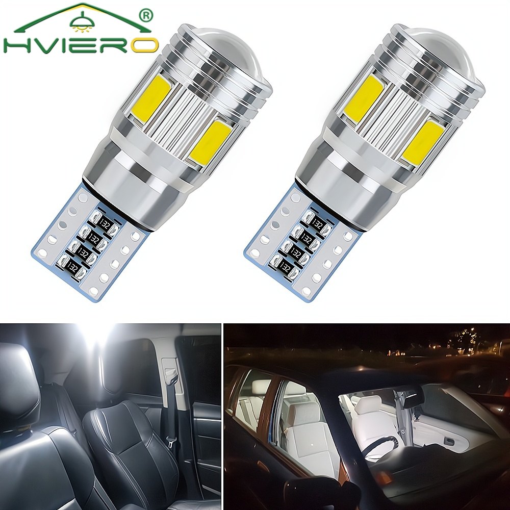 2 個 T10 LED 自動車インテリアキセノンホワイトブルーピンク CANBUS 5630 6SMD 12V アルミサイドマーカー駐車照明穂軸ウインカー電球