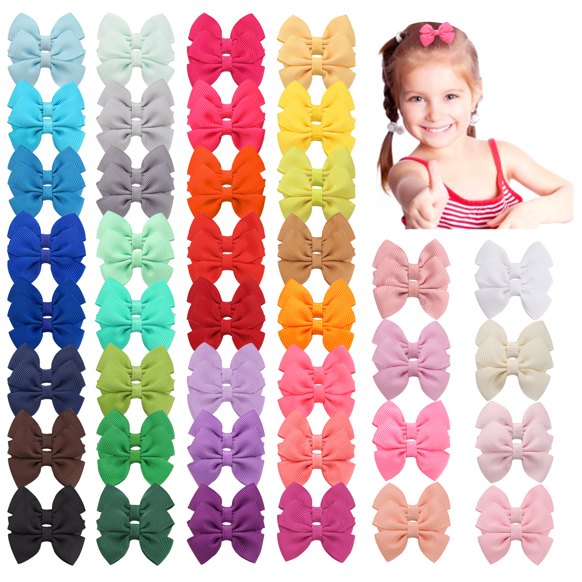 20/30/40 Peças de Presilhas de Cabelo para Bebês, Laços de Cabelo de 2 Polegadas, Presilhas Jacaré para Bebês e Meninas, Acessórios de Cabelo para Uso Diário