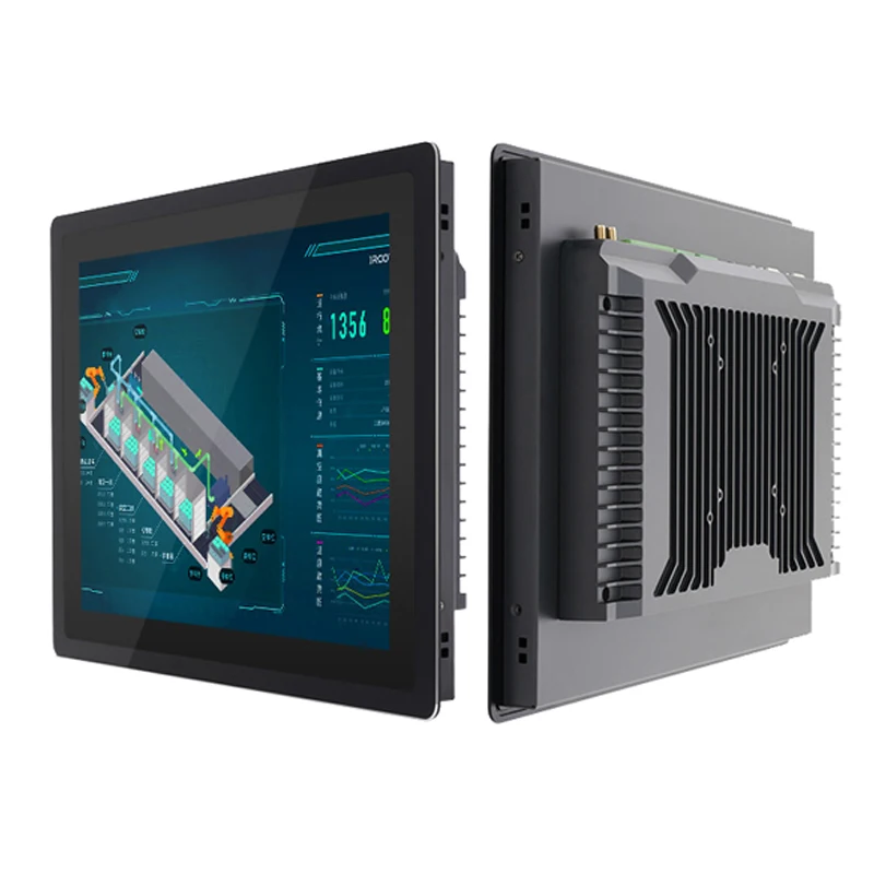Computadora industrial de 10 "y 15 pulgadas, tableta pc de 12", PC todo en uno con pantalla táctil capacitiva integrada, refrigeración sin ventilador completamente cerrada