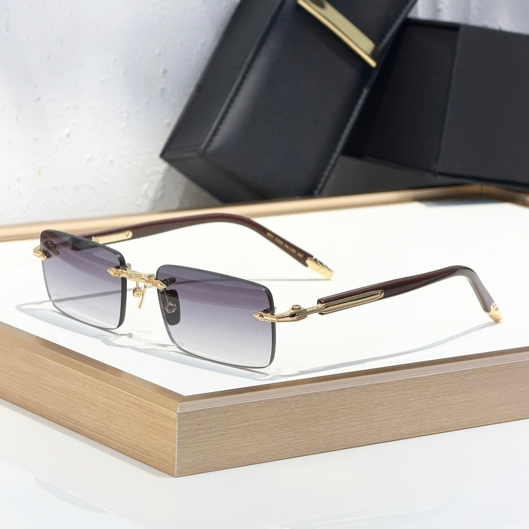 R01 2026 Nieuwe Riemloze Rechthoekige Metalen Zonnebril Unisex Business Mode Trendy UV400 Designer Bril