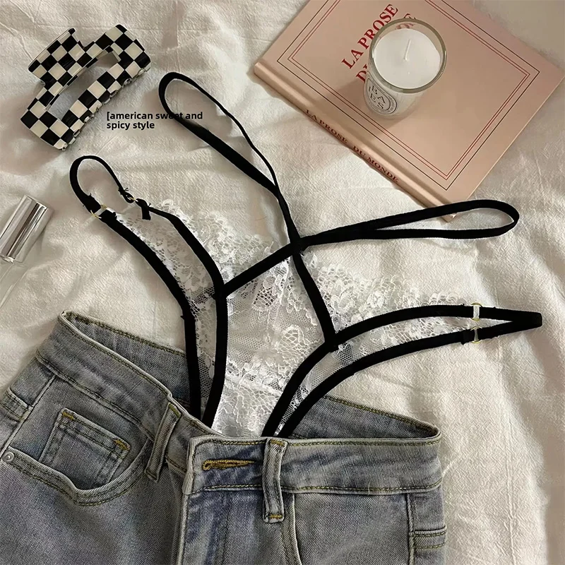 Pure Desire French Aesthetic Lace Panties Underwear Tight Fitting Low Waist Underwear with Sexy Mesh Breathable Holes Briefs