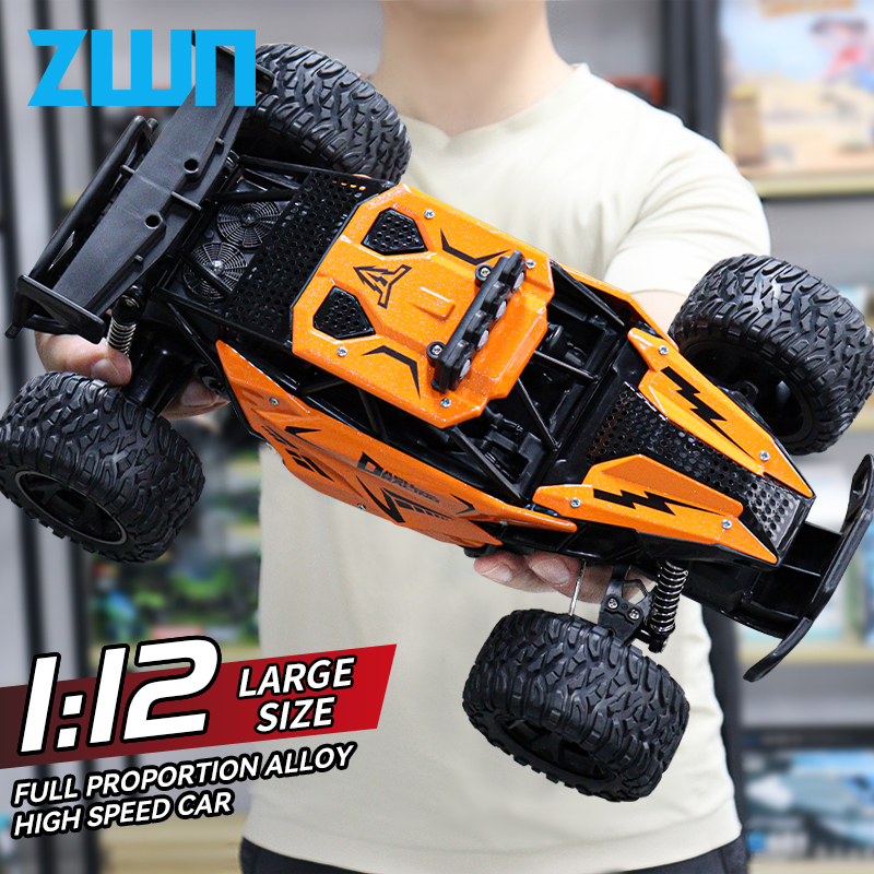 ZWN 1:12 1:16 20Km/Jam Mobil RC dengan Lampu LED 2.4G Paduan Off-Road Kendaraan Kecepatan Tinggi Mainan Mobil Remote Control untuk Hadiah Anak-anak