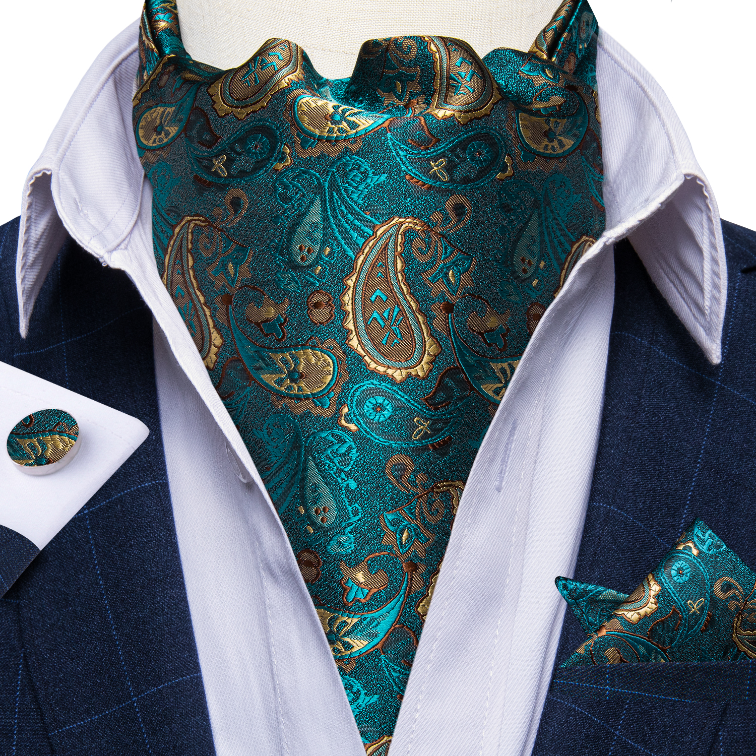 Dibangu, conjunto de gemelos cuadrados de bolsillo Ascot de lujo para hombre, corbata de Cachemira británica para caballero, accesorio de boda para fiesta de negocios