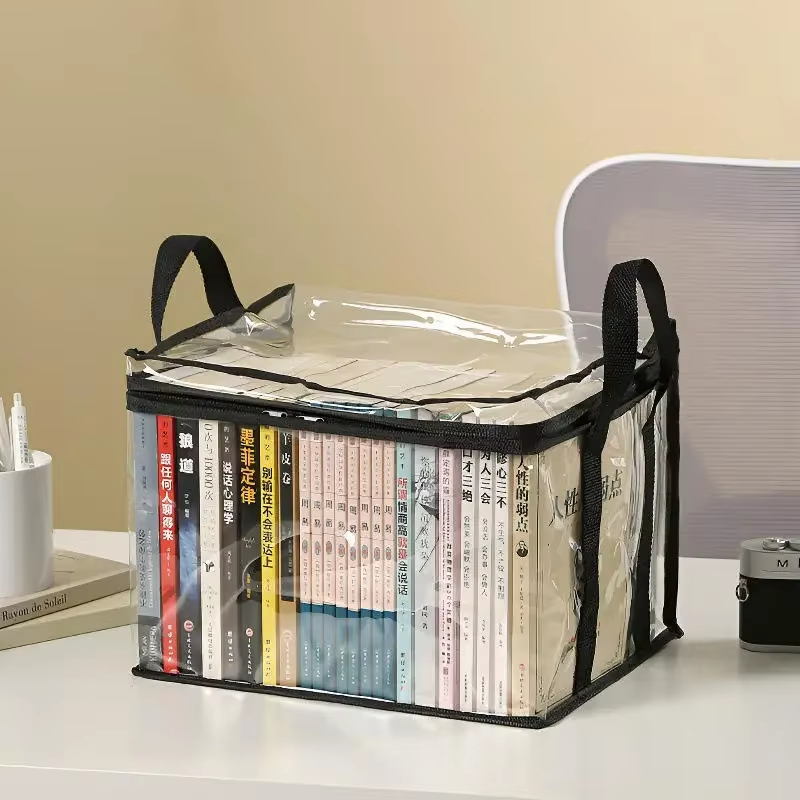 Boîte à livres pliable, organisateur de livres pour dortoir d'étudiants, boîte de rangement transparente et étanche pour la maison