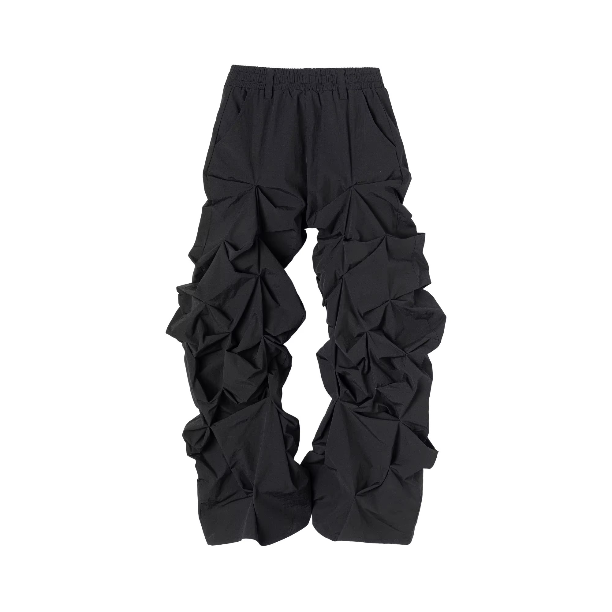 Mauroicardi Spring Autumn Cool Long Black Stacked Pants for Mens Elastic Waist Streetwear Luxury Designer Clothes Trousers 2025