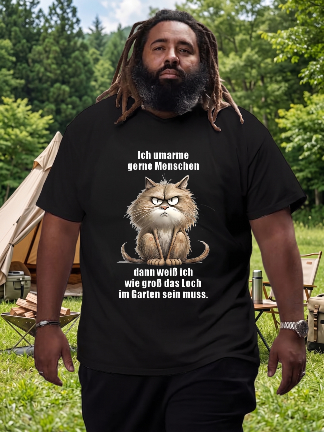 1 peça de camiseta 100% algodão Ich Umarme Gerne Menschen Dann com gola redonda e mangas curtas