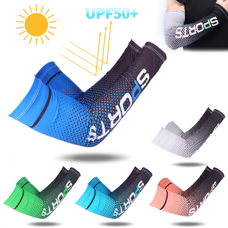 2pcs Men Sun Proteção UV Ice Silk Manga Longa Capa Braço Mangas Protetor Solar Braço Ao Ar Livre Cool Sports Ciclismo Hand Protector