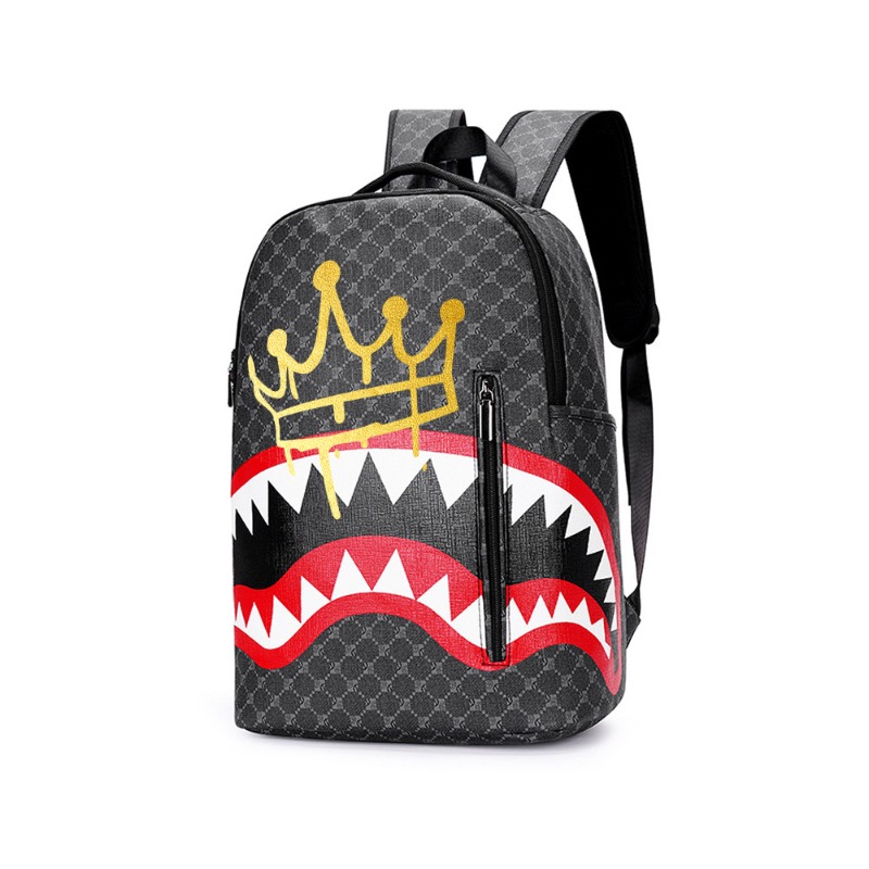 Nouveau sac à dos double bandoulière décontracté pour homme, grande capacité, style requin, pour affaires, campus, école et voyage