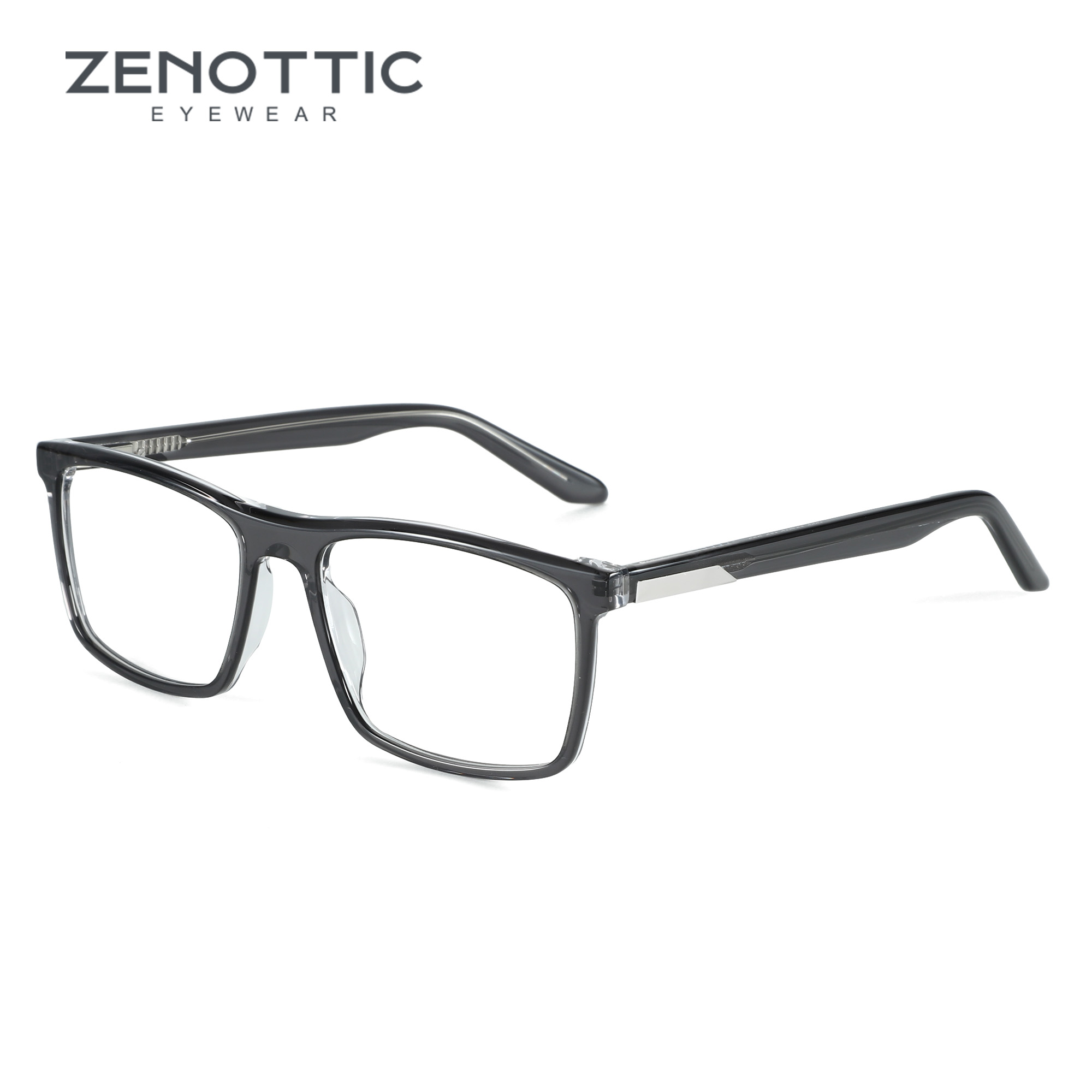 ZENOTTIC Trend Occhiali da vista in acetato Montatura grande Quadrato Solido Splicing Occhiali Moda Occhiali senza prescrizione 1986