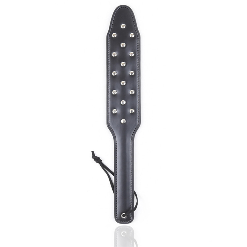 Raquete de Couro com Rebite Incrustado, Crops, Flogger Horsewhips, Spikes, Paddle Spanking, Slapper, Riding Spurs, 37,5 cm