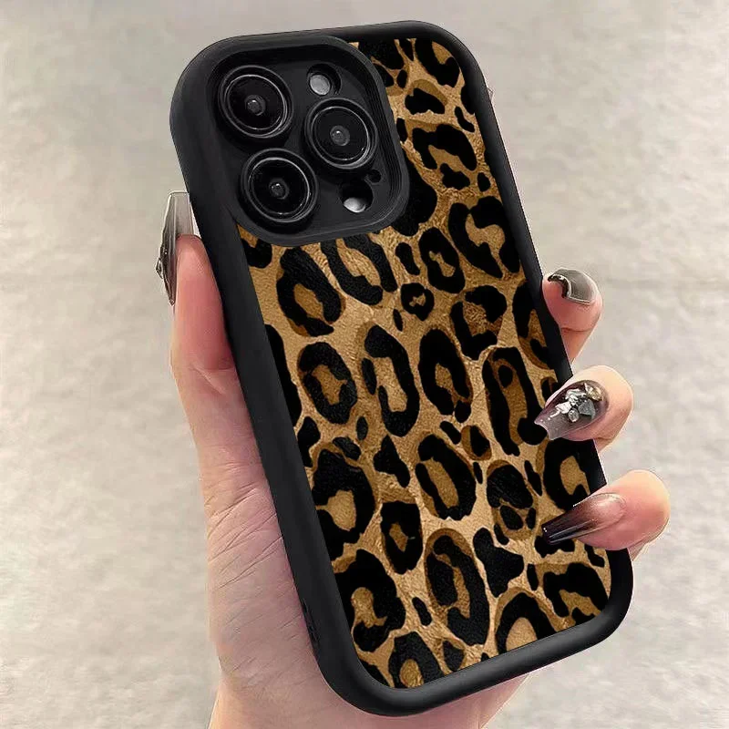 เคสโทรศัพท์ซิลิโคนลายเสือดาวสีดำ สำหรับ iPhone 17 Air 14 15 16 Pro Max 11 12 13 7 8 Plus X XR XS MAX แบบนิ่มหนาพิเศษ