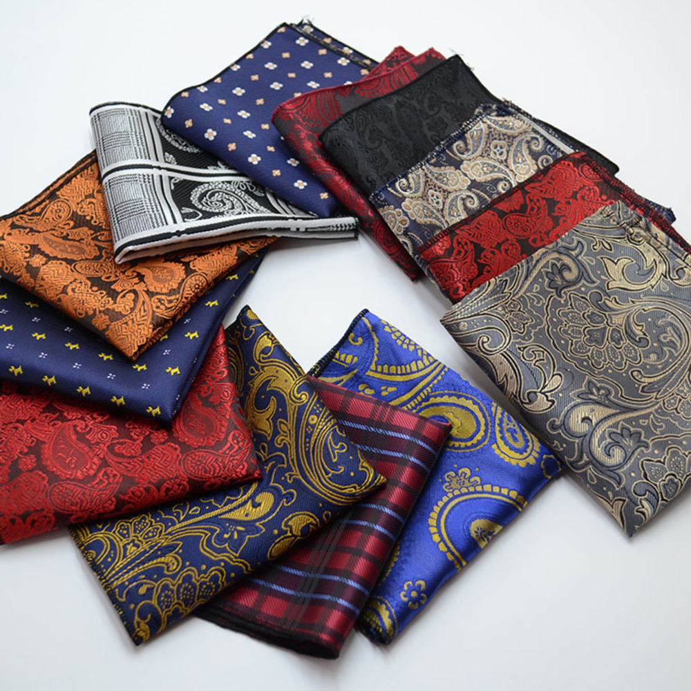 Clássico masculino bolso quadrado poliéster paisley xadrez lenço de casamento terno de negócios camisa bolso toalha lenço laços acessórios