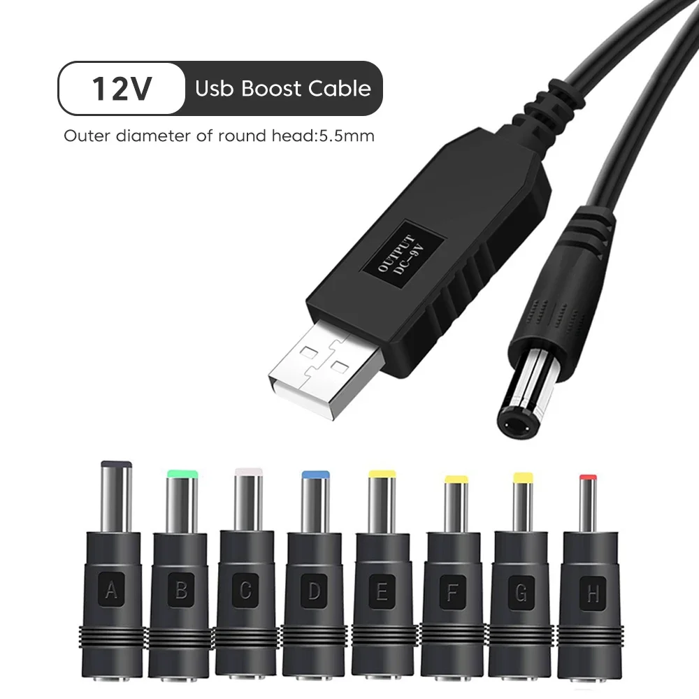 WiFi 파워 뱅크 케이블 - USB-DC 5V/12V 부스트 컨버터 코드 (라우터/모뎀/스피커용), 휴대용 충전 어댑터