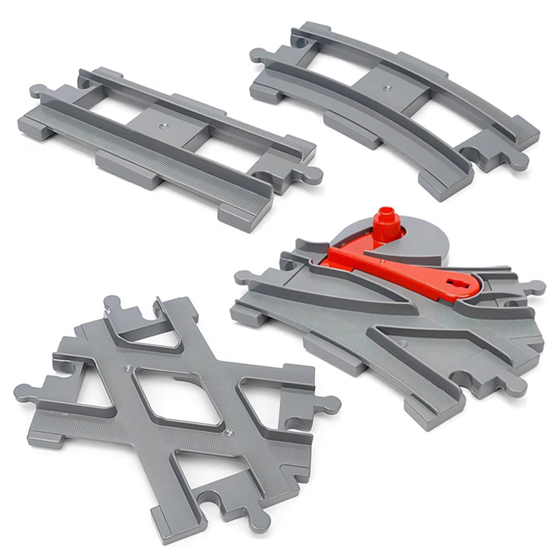 Big Size Building Block Bricks Train Tracks Crossover Parts Switch Straight Curved Duploes Accessories DIY Toy For Children Gift