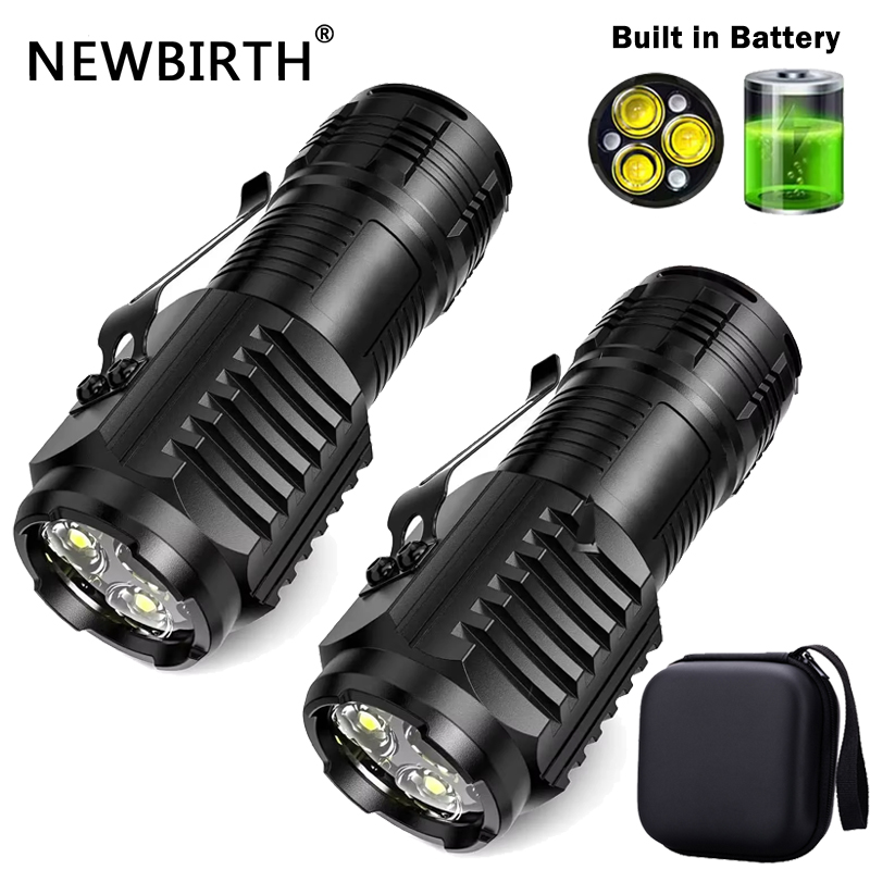 Mini linterna de 3LED con Clip para bolígrafo, caminata nocturna, brillo portátil, foco de emergencia impermeable recargable, antorcha para exteriores