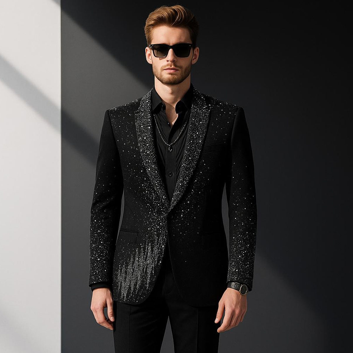 Op maat gemaakte glanzende strass steentjes diamanten herenpakken 2-delige sets Ropa Hombre piek revers bruidegom smoking heren feest gala blazer