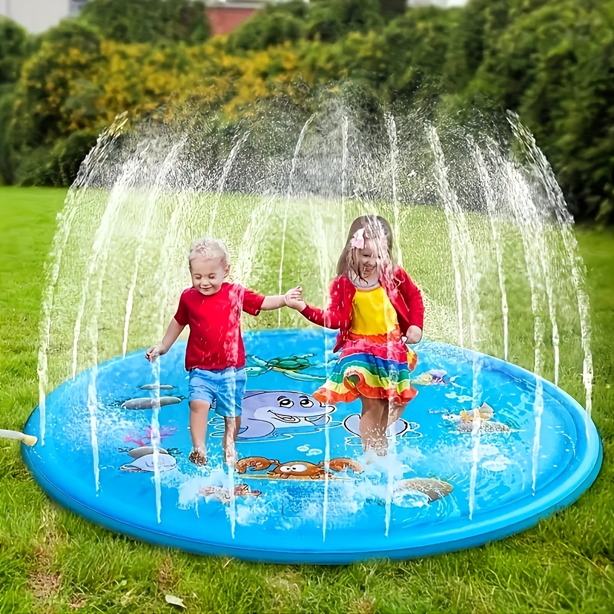 39.37 pollici Round Splash Pad Kids Sprinkler Pool Summer Outdoor Water Toys Fun Backyard Fountain Play Mat per bambini e animali domestici