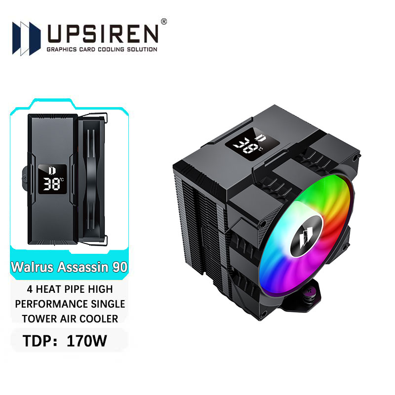 UPSIREN セイウチアサシン 90 デジタルディスプレイ 4 ヒートパイプ CPU クーラー 92 ミリメートル冷却ファンラジエーター空気クーラー LGA1700/1200 AM4 AM5