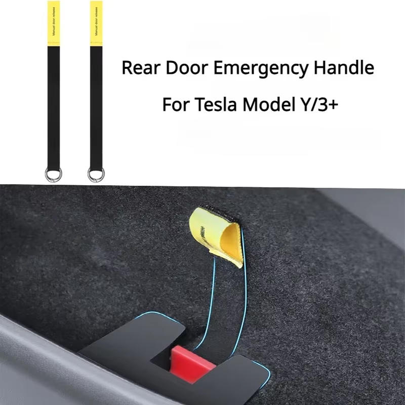 Poignée d'urgence étendue pour portière de voiture Tesla Model Y/3+, cordon de déverrouillage manuel de sécurité, bouton de traction d'urgence